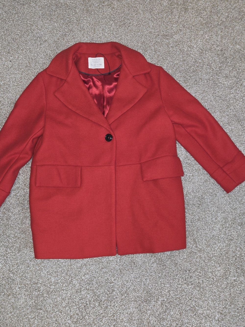 Zara Girls' Red Wool Coat